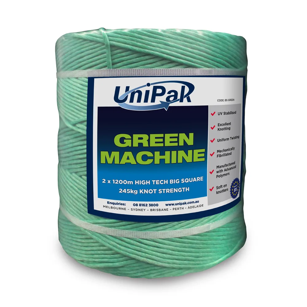 Close-up of blue baler twine spools