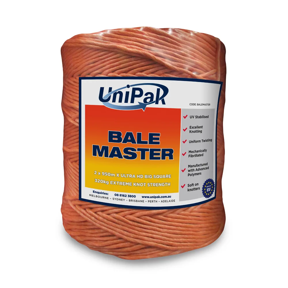 Blue baler twine rolls stacked in bulk