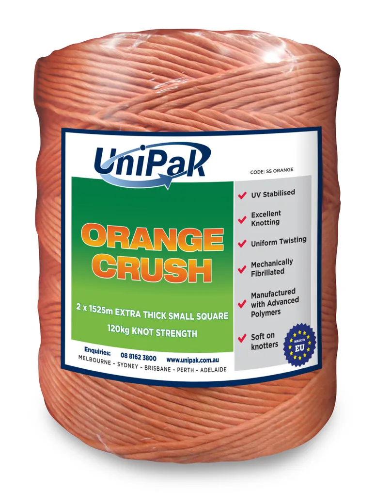 Orange Crush extra thick small square twine for durable bale tying in agriculture