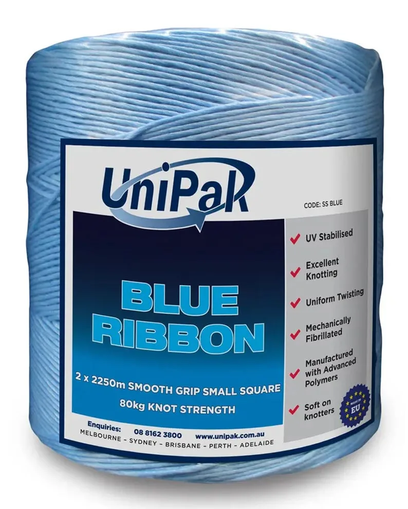 Blue Ribbon baling twine for hay baler use with high knot strength and UV stabilised performance